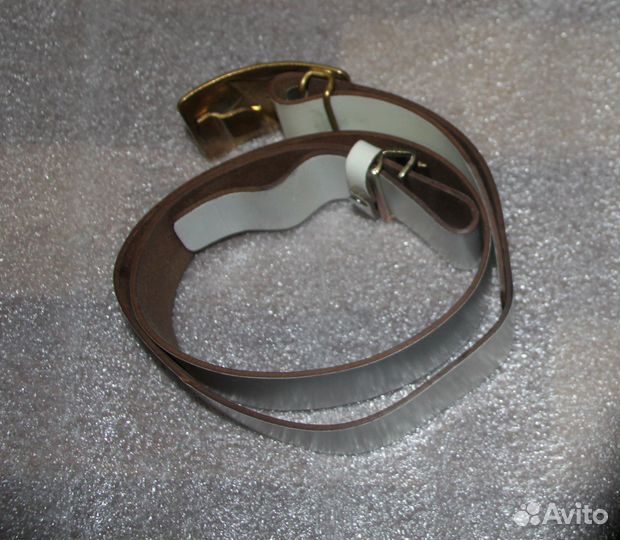 Ремень армейский парадный, белый. латунная пряжка