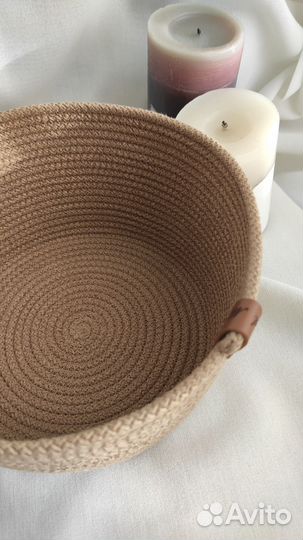 Корзина из хлопкового шнура интерьерная