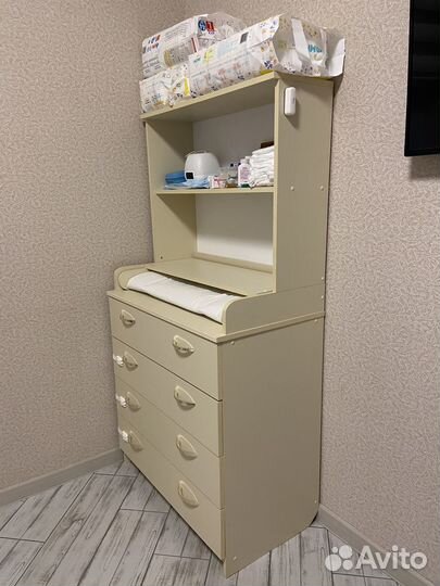 Пеленальный комод с полочками+коврик+кокон