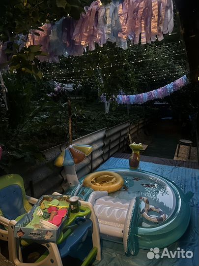 Детский надувной бассейн с горкой