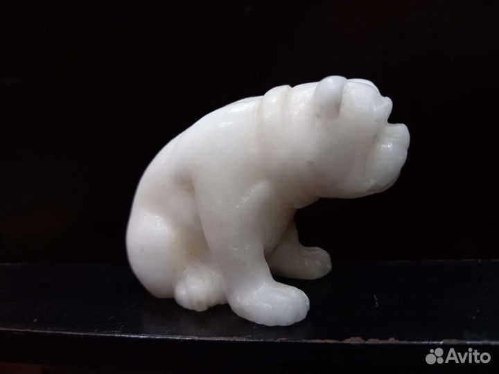 Старинная статуэтка бульдог Россия до1917 алебастр