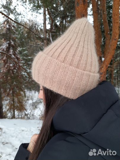 Шапка с отворотом пух норки