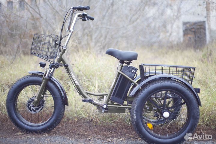 Велосипед с мотором грузовой с корзинами мощный