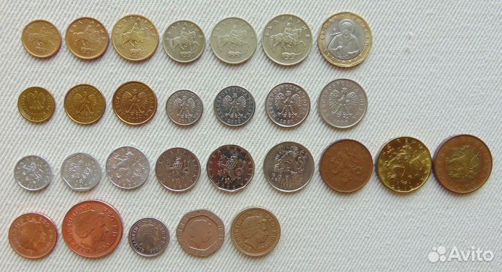 Лот монет Болгария, Польша, Чехия, Великобритания
