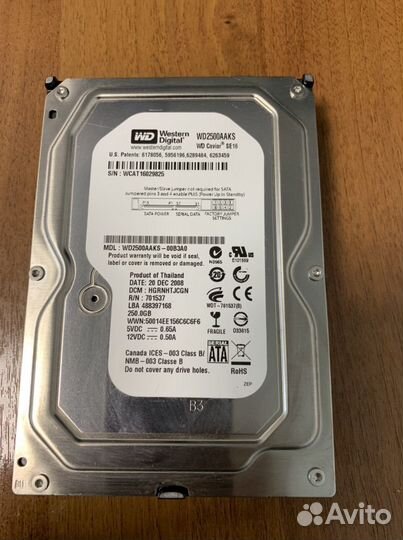 Жесткий диск WD 250Gb wd2500aaks