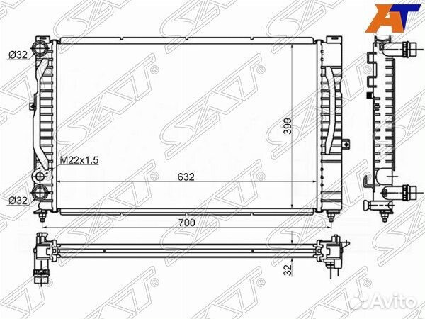 Радиатор audi A4 94-98, audi A4 99-01, audi A4/S4 94-98, audi A4/S4 99-01, audi A6 97-04, audi A6 97