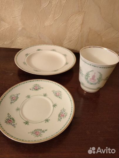 Кофейная тройка лфз СССР из костяного фарфора