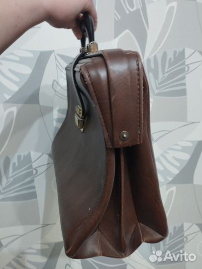 Сумка саквояж натуральная кожа СССР