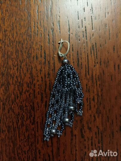 Серьги из бисера длинные, висячие, ручная работа