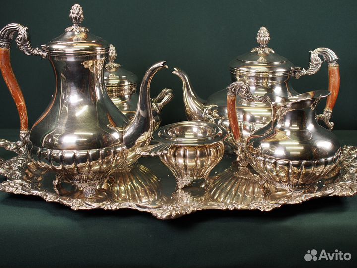 Антикварный кофейно-чайный набор. Серебрение