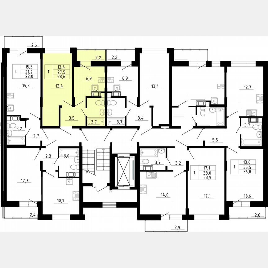 1-к. квартира, 27,5 м², 5/8 эт.
