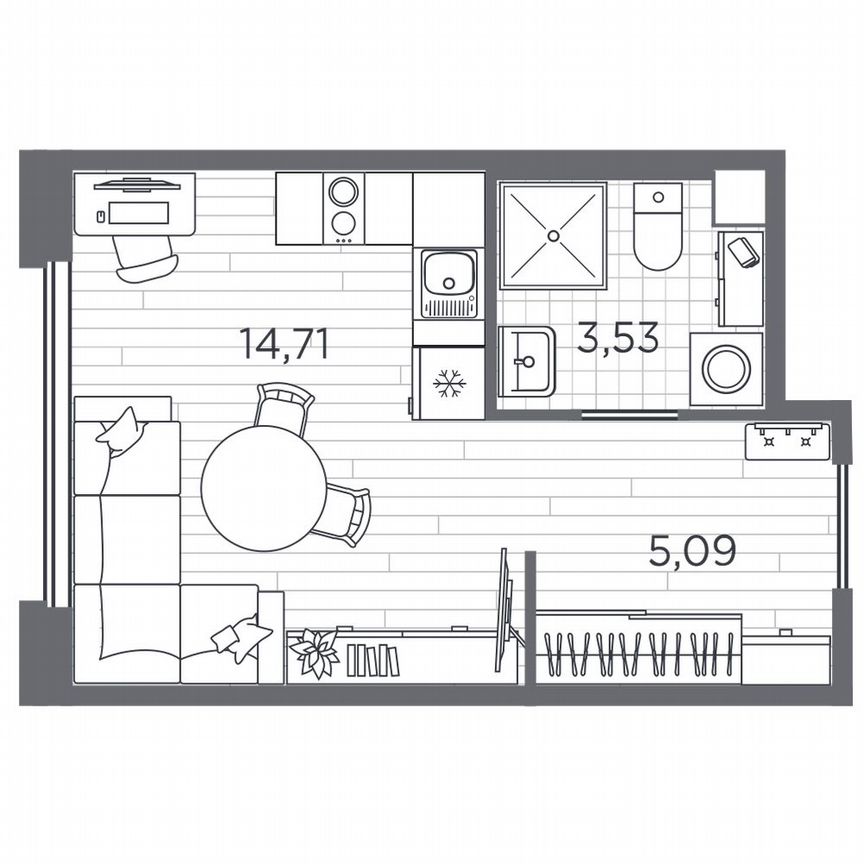 Квартира-студия, 23,3 м², 1/5 эт.