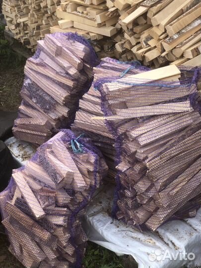 Дрова березовые колотые сухие в сетках