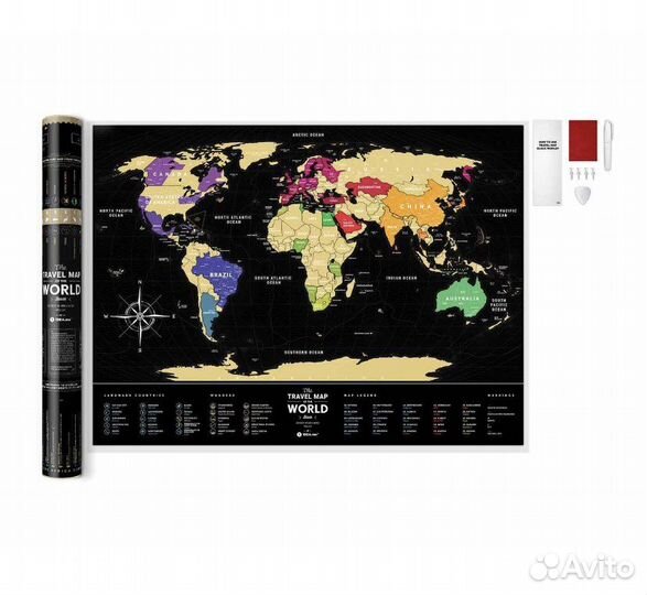 Новая скретч Карта мира в тубусе