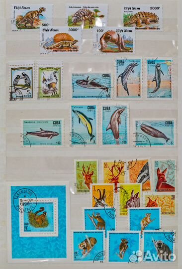 Марки почтовые иностранные, гашенные фауна