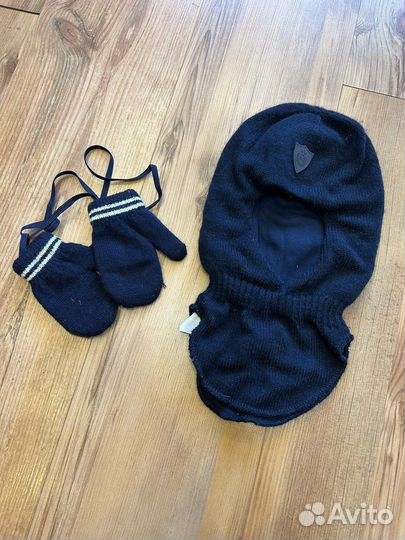 Шапка шлем и варежки зимние