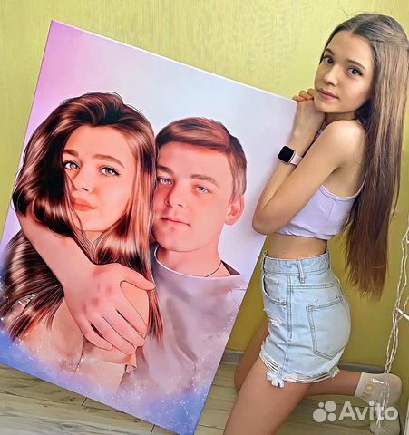 Романтический подарок портрет на холсте