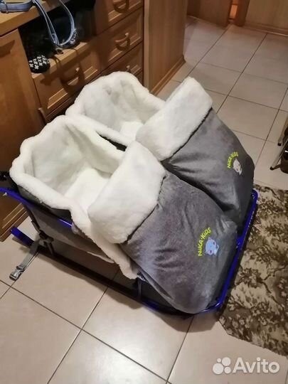 Санки для двойни с колёсами