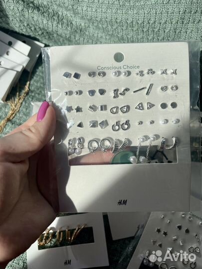 Комплект 25 пар сережек золото и серебро