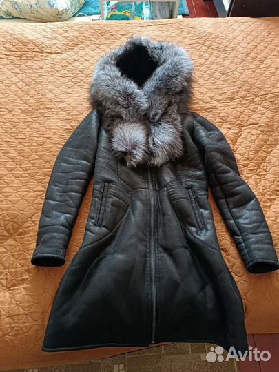 Дубленка с натуральным мехом чернобурки