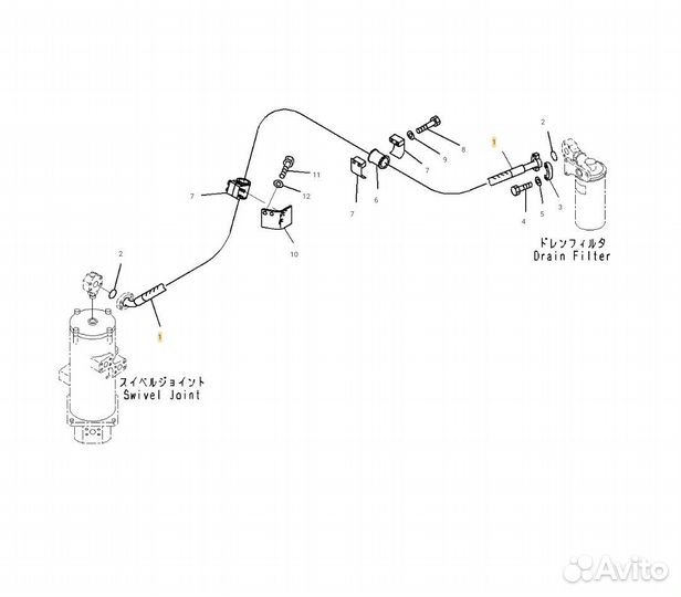 Рукав высокого давления (рвд) Komatsu 07297-41223