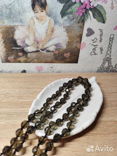 Бусы 60см из раухтопаза/ колье/ нить