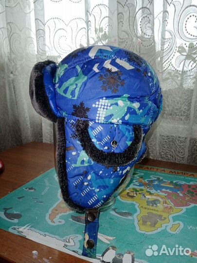 Ушанка-шапка мальчику, 53-55 см