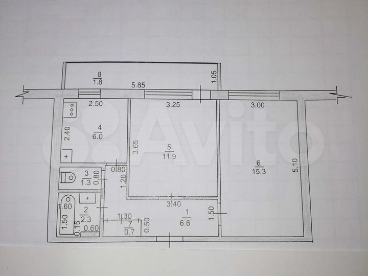 2-к. квартира, 43,4 м², 2/5 эт.