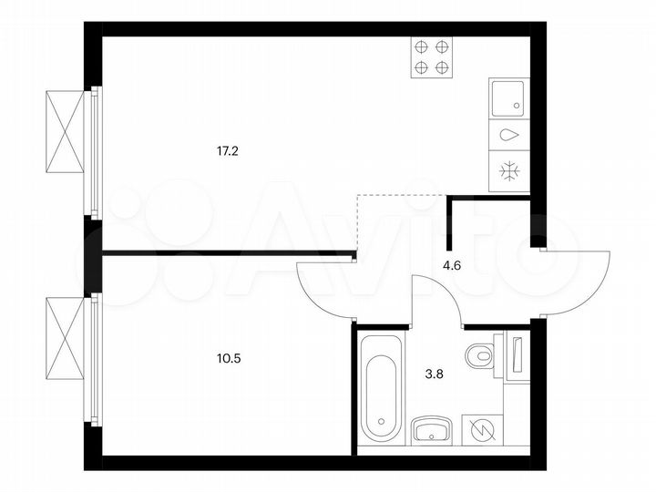 1-к. квартира, 36,1 м², 12/24 эт.