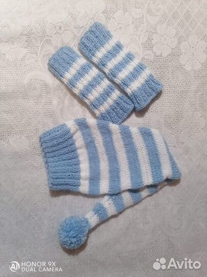 Комплект вязаный (колпак и гетры)в ассортименте