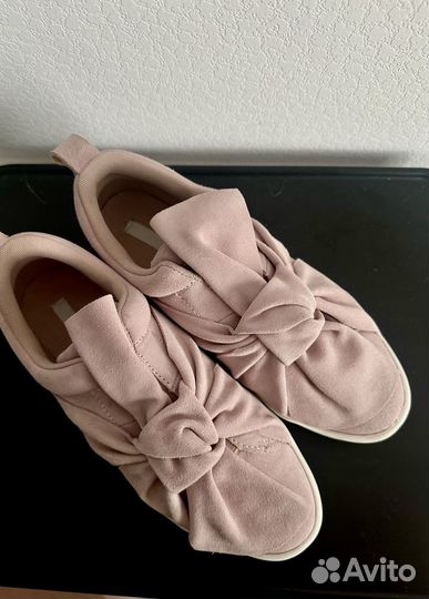 Слипоны/туфли H&M нат замша, розовые