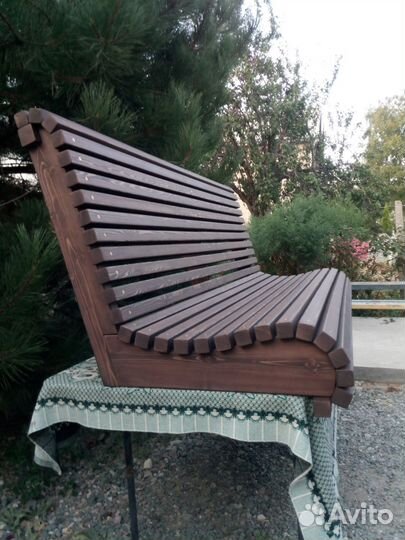 Скамейка для качели фигурная деревянная