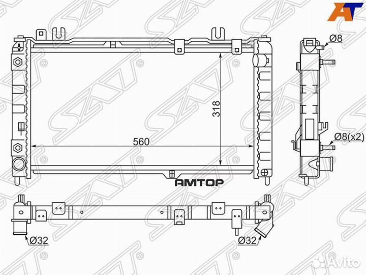 SAT SG-LD0001-AT-R Радиатор Datsun mi-Do 14- / on