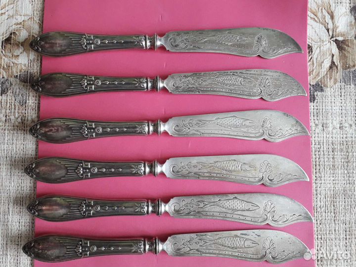 Нож 6 шт. чистое серебро 800 пр. 315гр