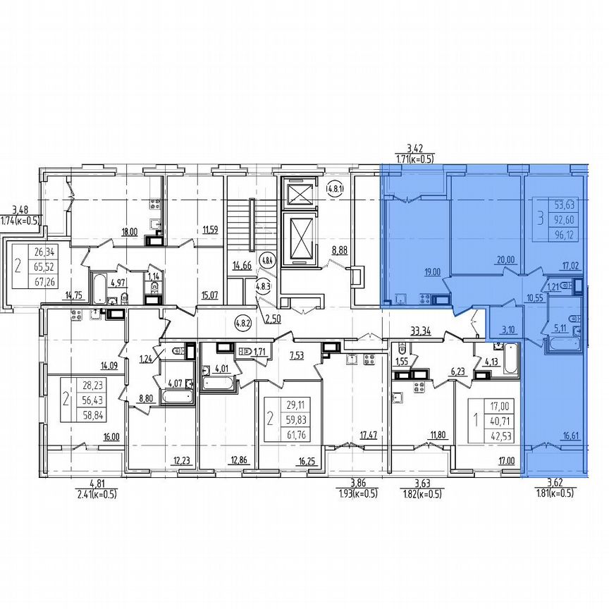 3-к. квартира, 96,1 м², 10/19 эт.