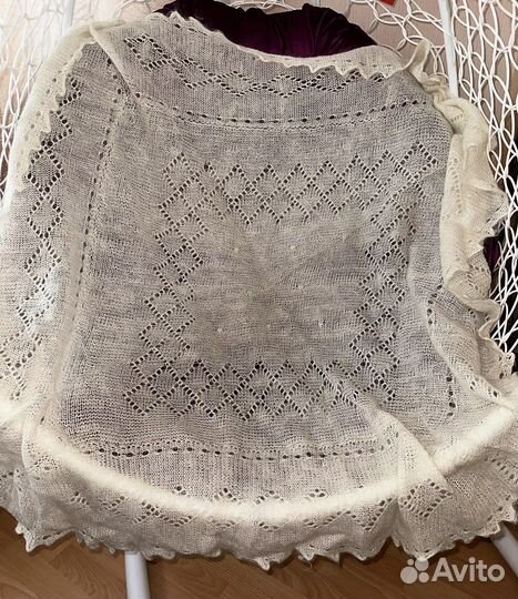 Пуховый шерстяной платок шаль большой новый