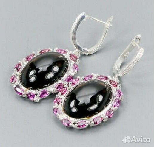 Серьги, кольцо серебро раухтопаз разм.18,5 С059