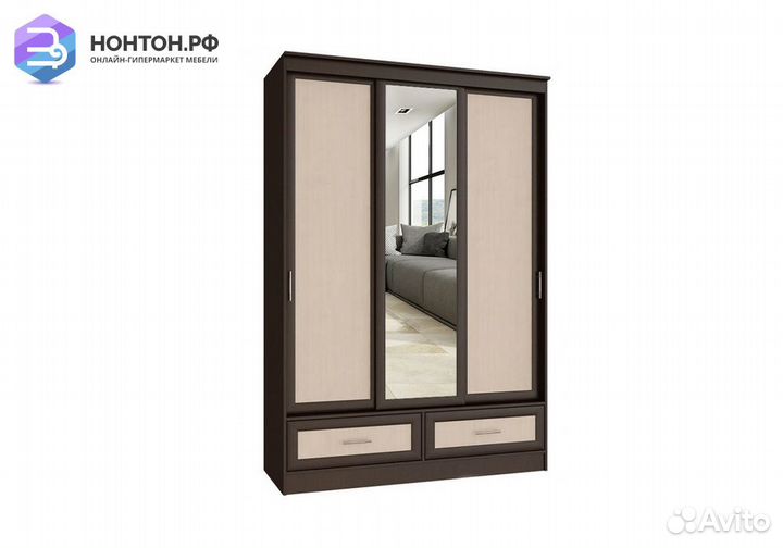 Шкаф-купе Модерн дуб беленый / венге