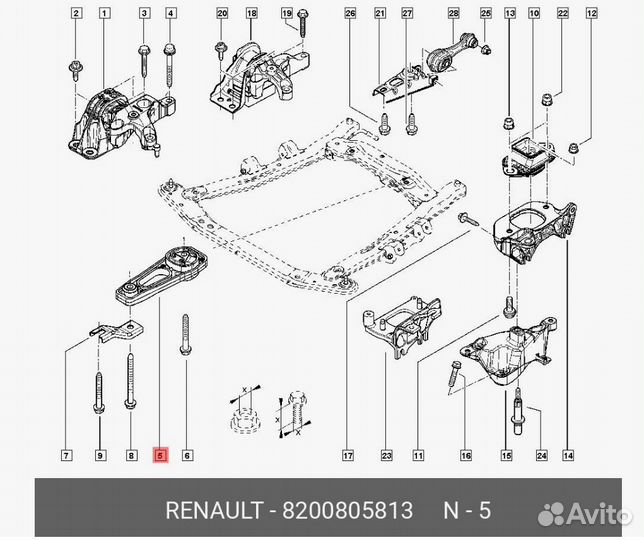 Опора двигателя задняя Renault Duster