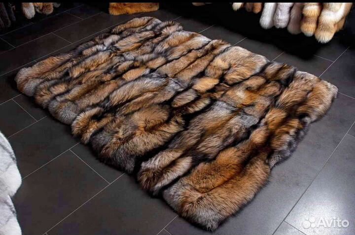 Ковёр из меха чернобурой лисы (кристалл)