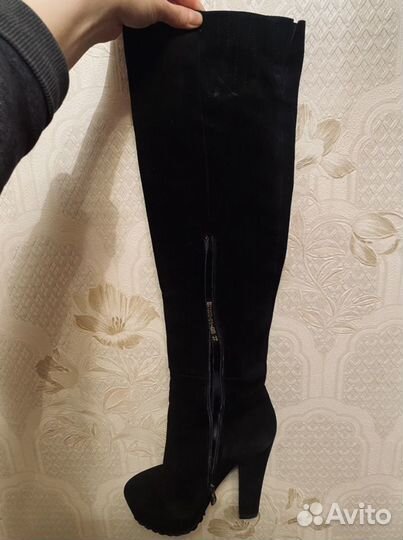 Сапоги зимние, натур.замша