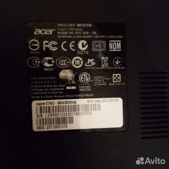 Ноутбук acer aspire