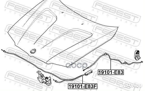 Трос привода открывания замка капота 19101-E83F