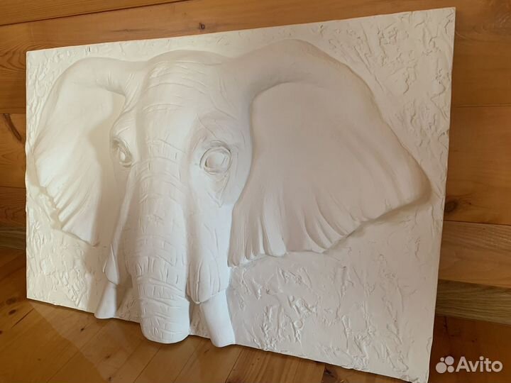 Панно на стену «Слон» барельеф (гипс)