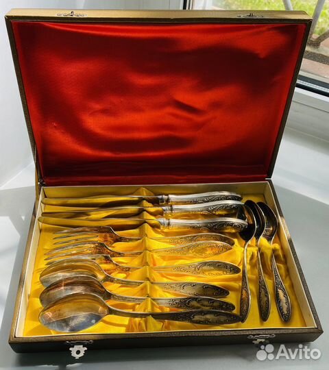 Столовый набор в футляре мельхиор серебрение