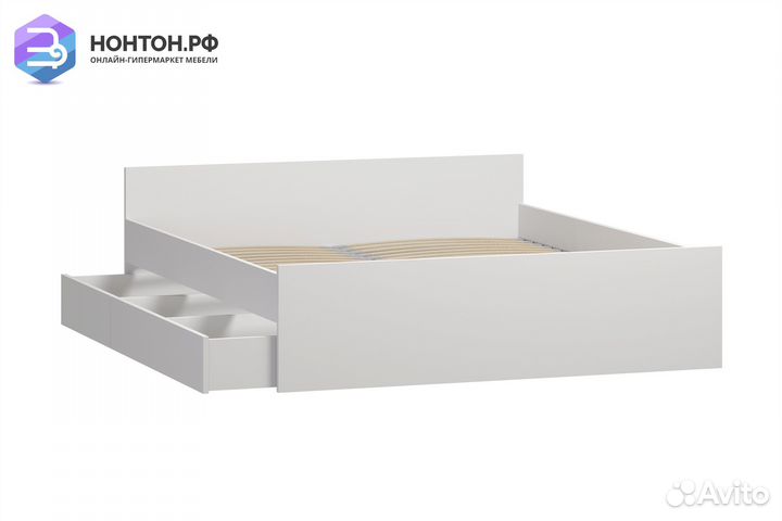 Кровать двуспальная Орион белая с ящиками