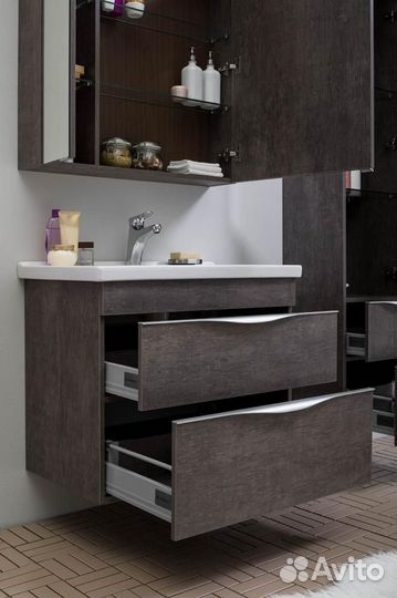 Тумба с раковиной Aquanet Эвора 80 дуб антик