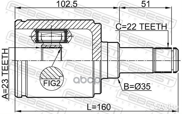 ШРУС внутренний правый 23X35X22 opel astra J 09