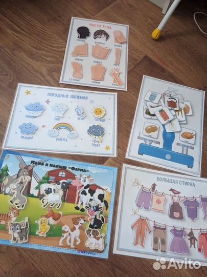 Игры на липучках, деревянные пазлы