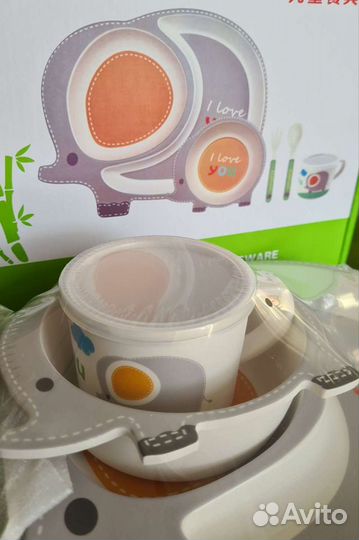 Набор бамбуковой посуды новый, 5 предметов